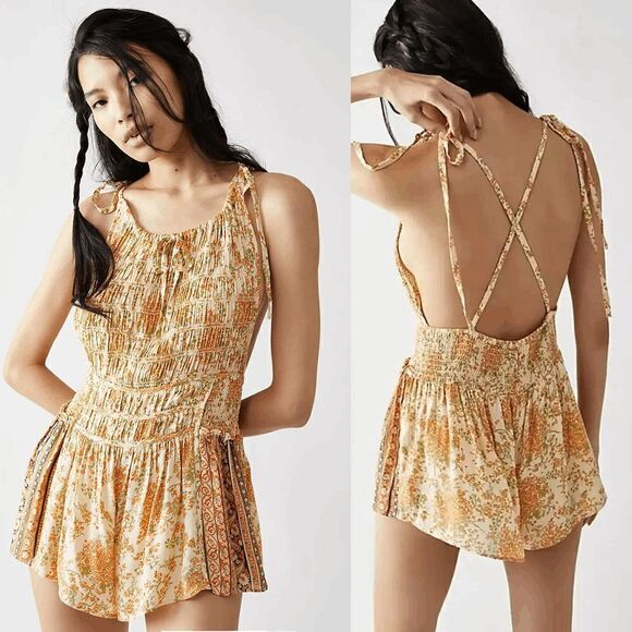 Free People Run Free Rushed Romper - Yellow - Picture 3 of 3